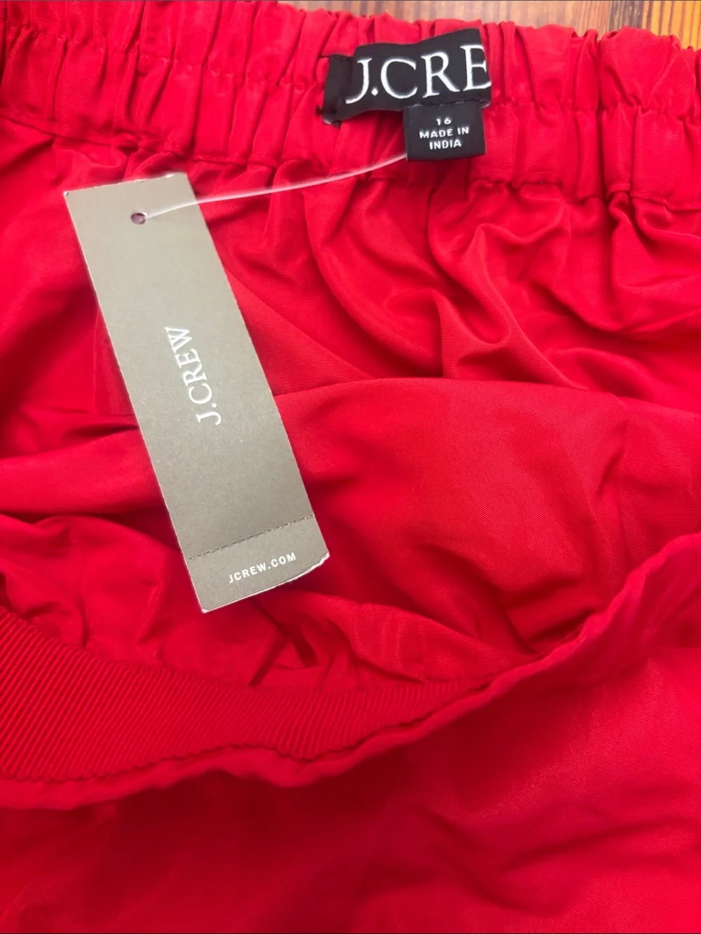 NWT J. Crew Midi Ball Skirt in Red Taffeta with Pockets and Side Zipper Size 16